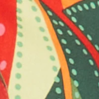 Abstract Print Drawstring Keyhole Crop Top