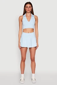 Womens Tiered Back High Waist Skater Skort, L