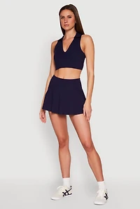 Womens Tiered Back High Waist Skater Skort,