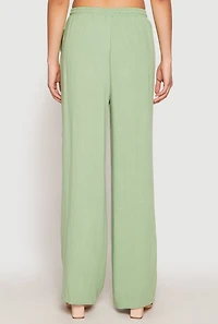 Womens Linen Wide Leg Pants, M