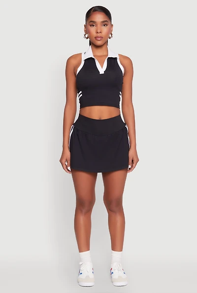 Womens Varsity Stripe Detail Skort, Black, Size L