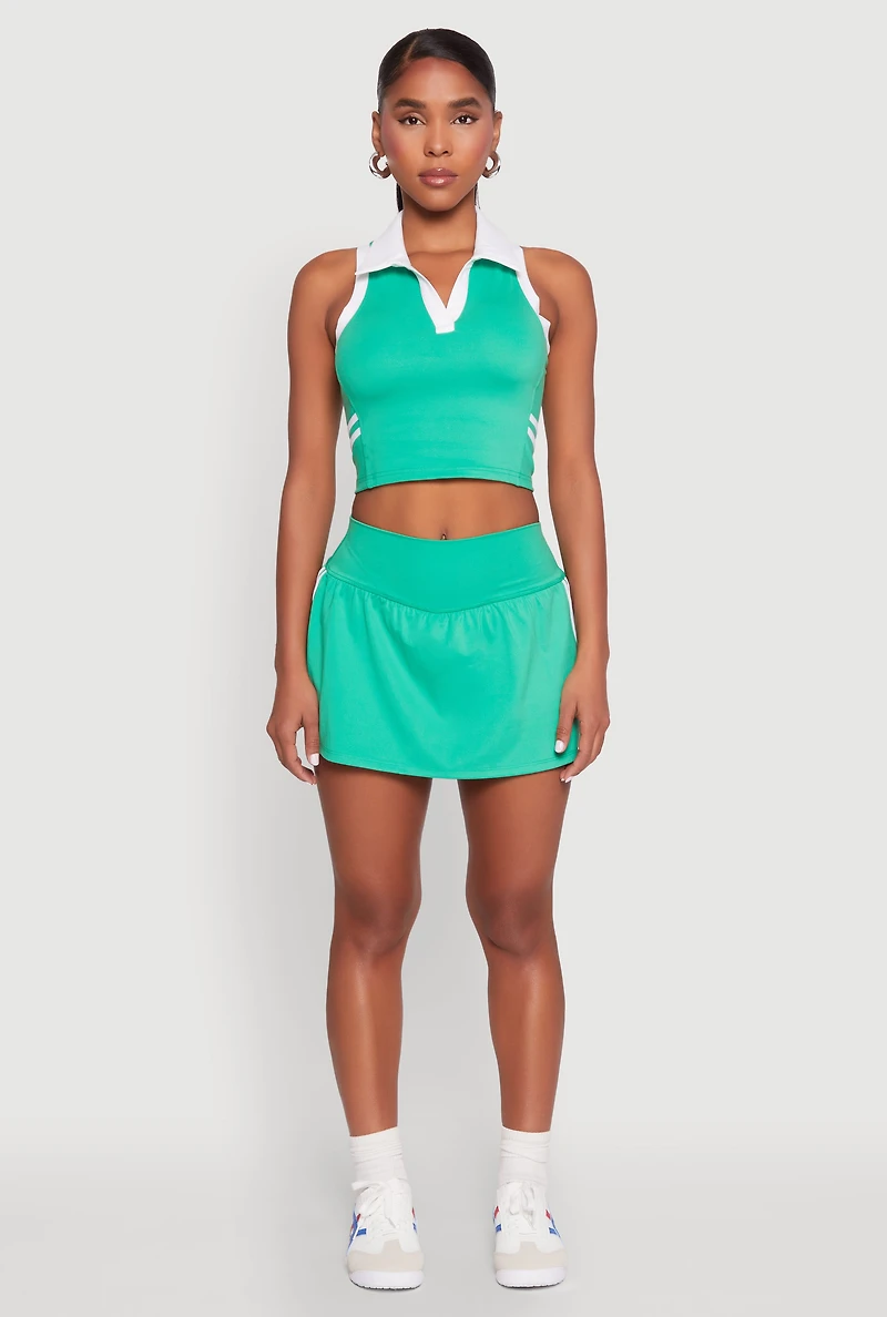 Womens Varsity Stripe Detail Skort, Green, Size L