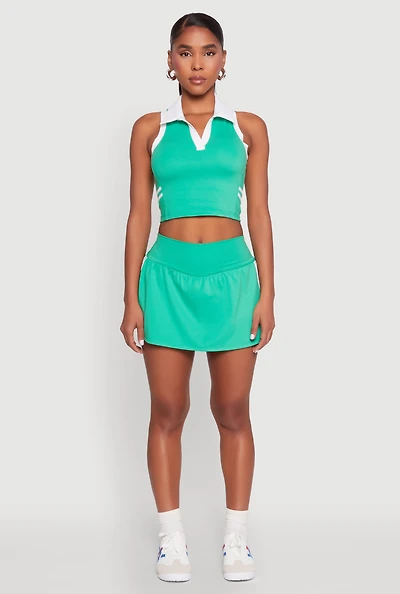 Womens Varsity Stripe Detail Skort, Green, Size L