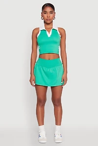 Womens Varsity Stripe Detail Skort, Green, Size L
