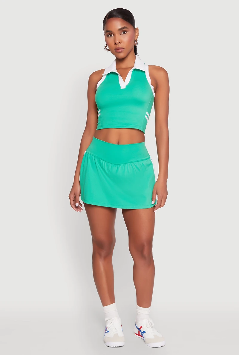 Womens Varsity Stripe Detail Skort, Green, Size L