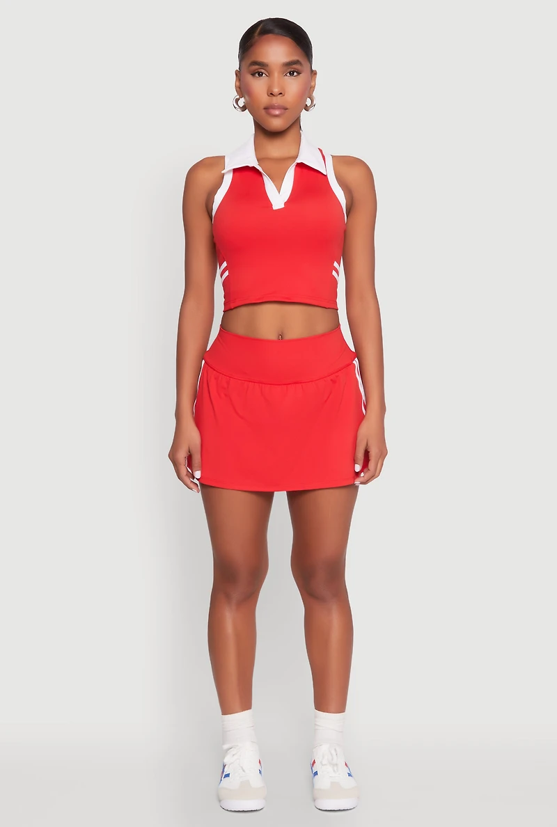 Womens Varsity Stripe Detail Skort, Red,