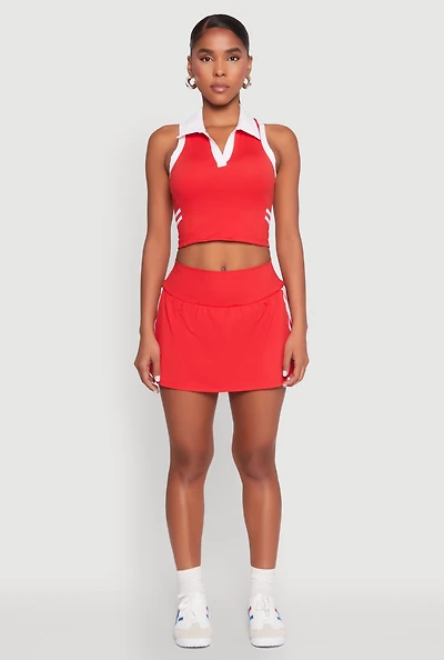 Womens Varsity Stripe Detail Skort, Red,
