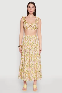 Ruffle Sleeve Floral Print Bralette