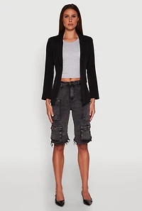 Padded Shoulder One Button Blazer