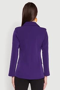 Womens Padded Shoulder One Button Blazer, Purple, Size M