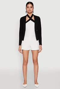 Womens Open Front Pocket Blazer, Black, Size M