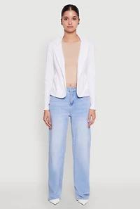 Womens Open Front Pocket Blazer, White, Size S