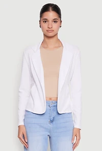 Womens Open Front Pocket Blazer, White, Size S