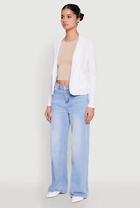 Womens Open Front Pocket Blazer, White, Size M