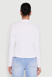 Womens Open Front Pocket Blazer, White, Size S