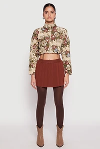Daisy Jacquard Floral Print Cropped Jacket