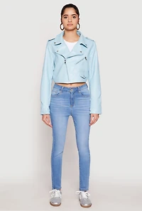 Daisy Faux Leather Cropped Moto Jacket