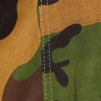 Camouflage Zipper Hem Button Front Denim Blazer