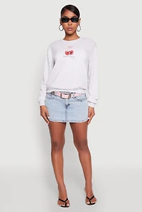 Womens Iris Sweet Cherry Graphic Print Sweatshirt, Grey, Size L