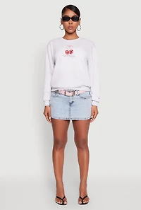 Womens Iris Sweet Cherry Graphic Print Sweatshirt, Grey, Size L