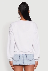 Womens Iris Sweet Cherry Graphic Print Sweatshirt, Grey, Size S