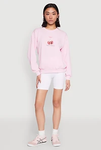 Womens Iris Sweet Cherry Graphic Print Sweatshirt, Pink, Size S