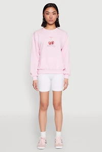 Womens Iris Sweet Cherry Graphic Print Sweatshirt, Pink, Size S