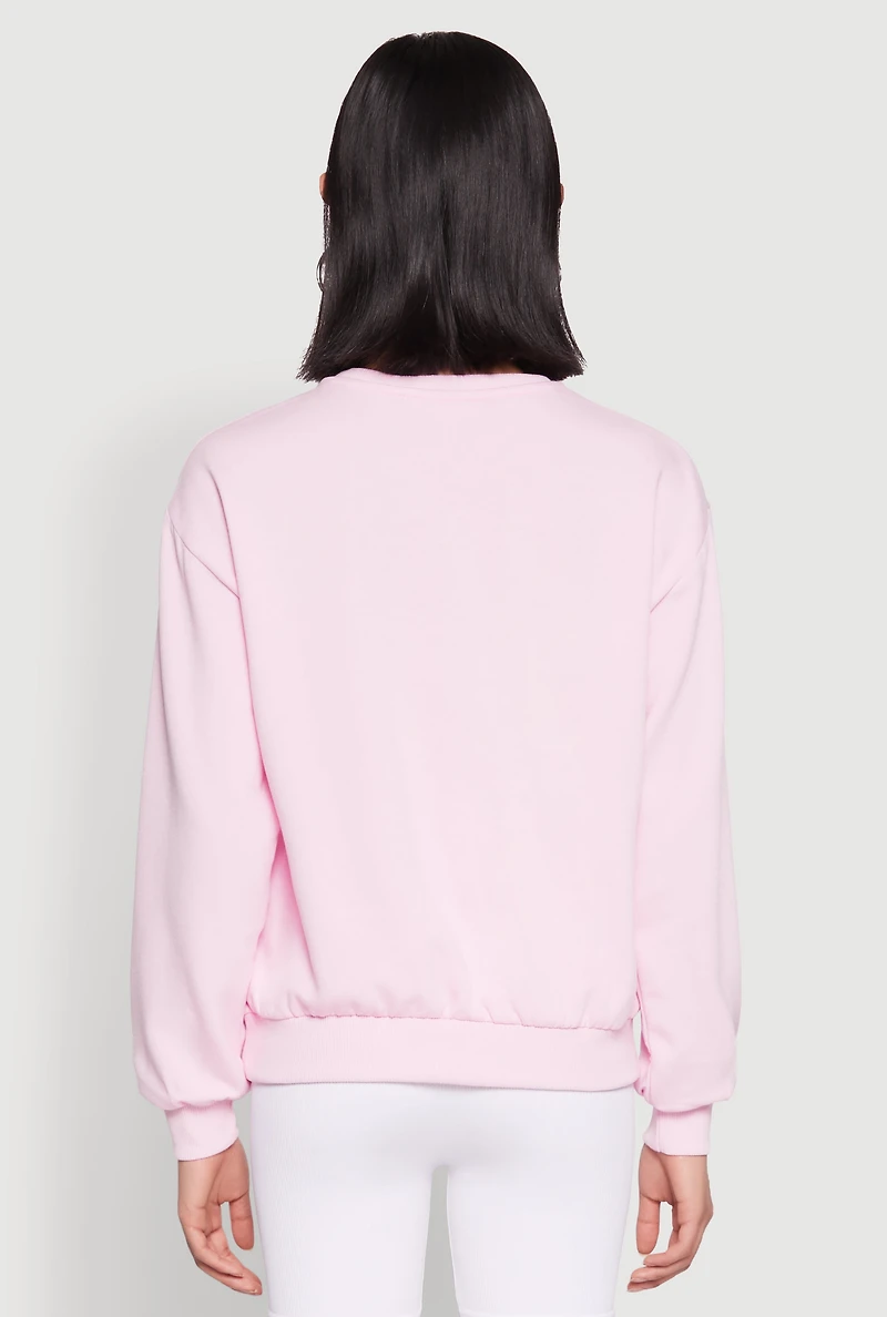 Womens Iris Sweet Cherry Graphic Print Sweatshirt, Pink, Size S