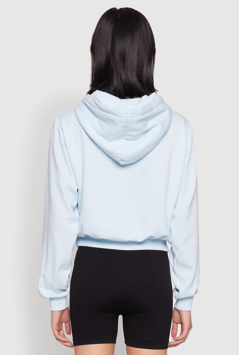 Womens Iris Very Cherry Graphic Print Hoodie, Blue, Size M