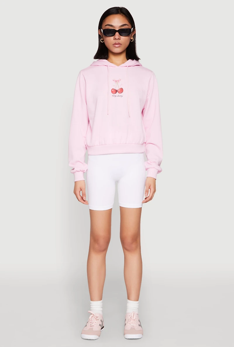 Womens Iris Very Cherry Graphic Print Hoodie, Pink, Size L