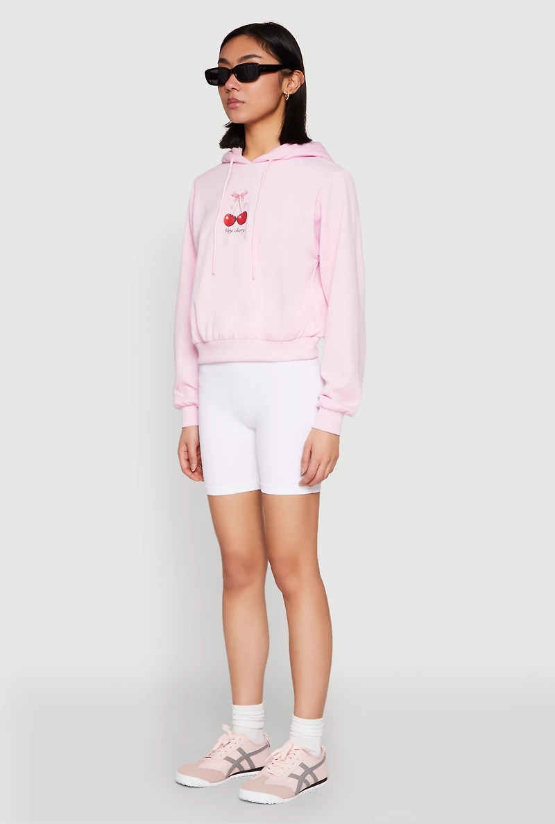 Womens Iris Very Cherry Graphic Print Hoodie, Pink, Size L
