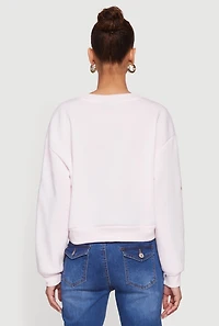 Patterned Sequin Long Sleeve Pullover Sweatshirt