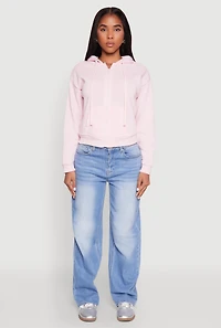 Womens Fleece Lined Zip Front Hoodie, Pink,