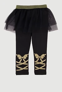 Toddler Girls Glitter Bow Graphic Tutu Leggings