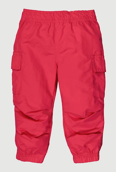 Toddler Girls Nylon Cargo Pocket Joggers, Pink, Size 3T
