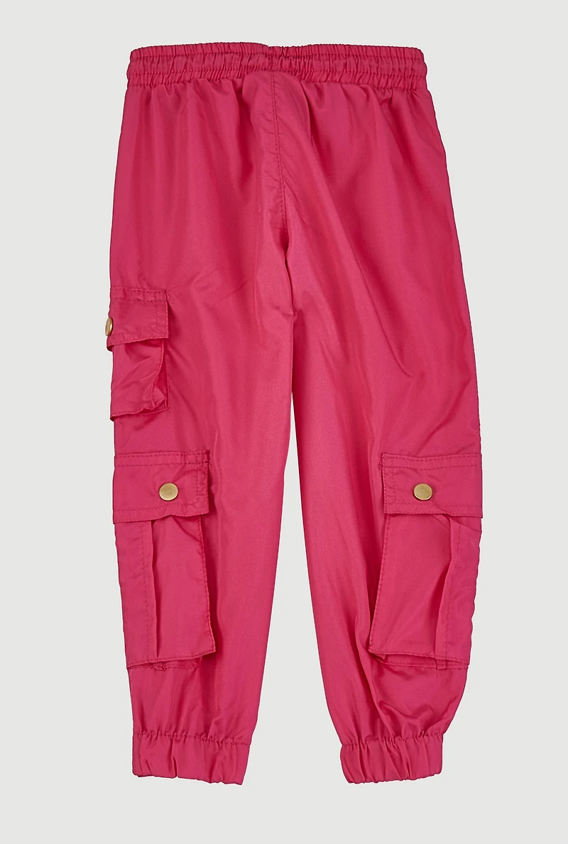 Toddler Girls Heart Detail Cargo Joggers, Pink, Size 3T