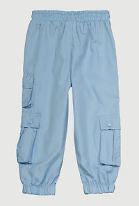 Toddler Girls Heart Detail Cargo Joggers, Blue, Size 3T