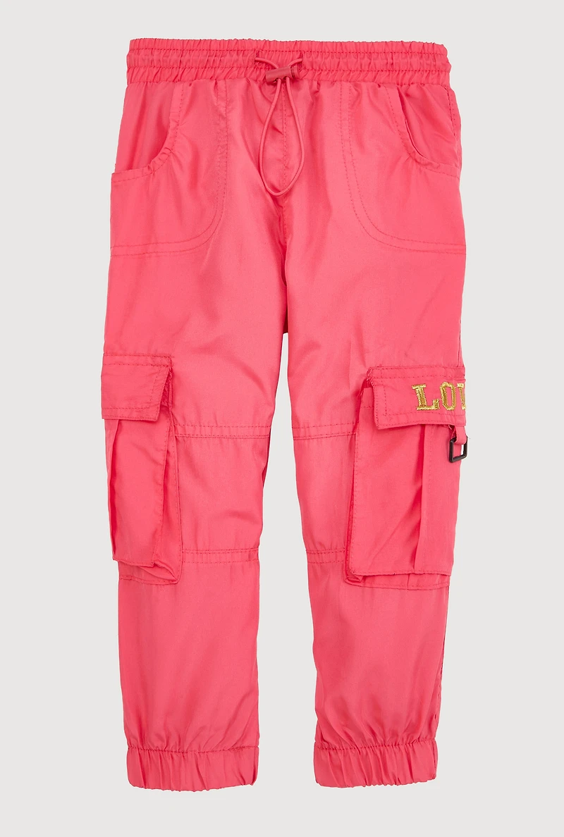 Toddler Girls Love Parachute Cargo Joggers, Pink, Size 3T