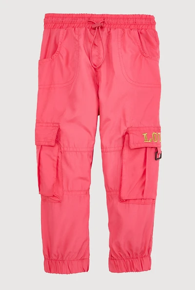 Toddler Girls Love Parachute Cargo Joggers, Pink, Size 3T