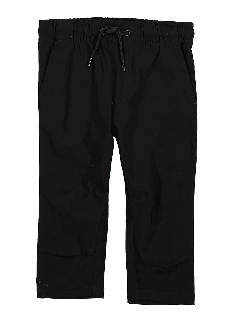 Toddler Boys Drawstring Windbreaker Pants, Black, Size 3T