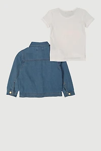 Toddler Girls Love Graphic Top and Denim Jacket
