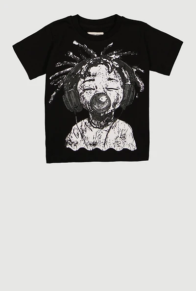 Toddler Boys Face Graphic Short Sleeve Tee
