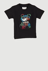 Toddler Boys Embroidered Graffiti Bear Graphic Tee, Black, Size 3T