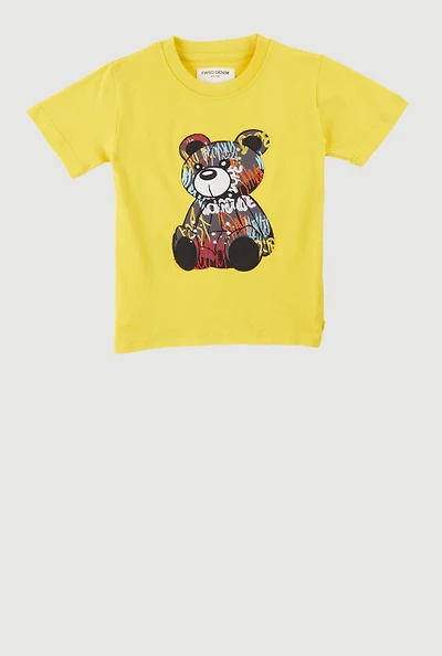 Toddler Boys Graffiti Bear Graphic Tee, Yellow, Size 3T