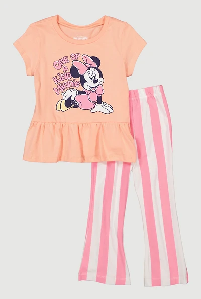 Toddler Girls One Of A Kind Minnie Mouse Top and Striped Pants