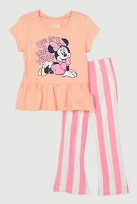 Toddler Girls One Of A Kind Minnie Mouse Top and Striped Pants