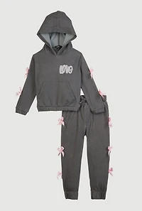 Toddler Girls Love Graphic Bow Hoodie and Joggers Set