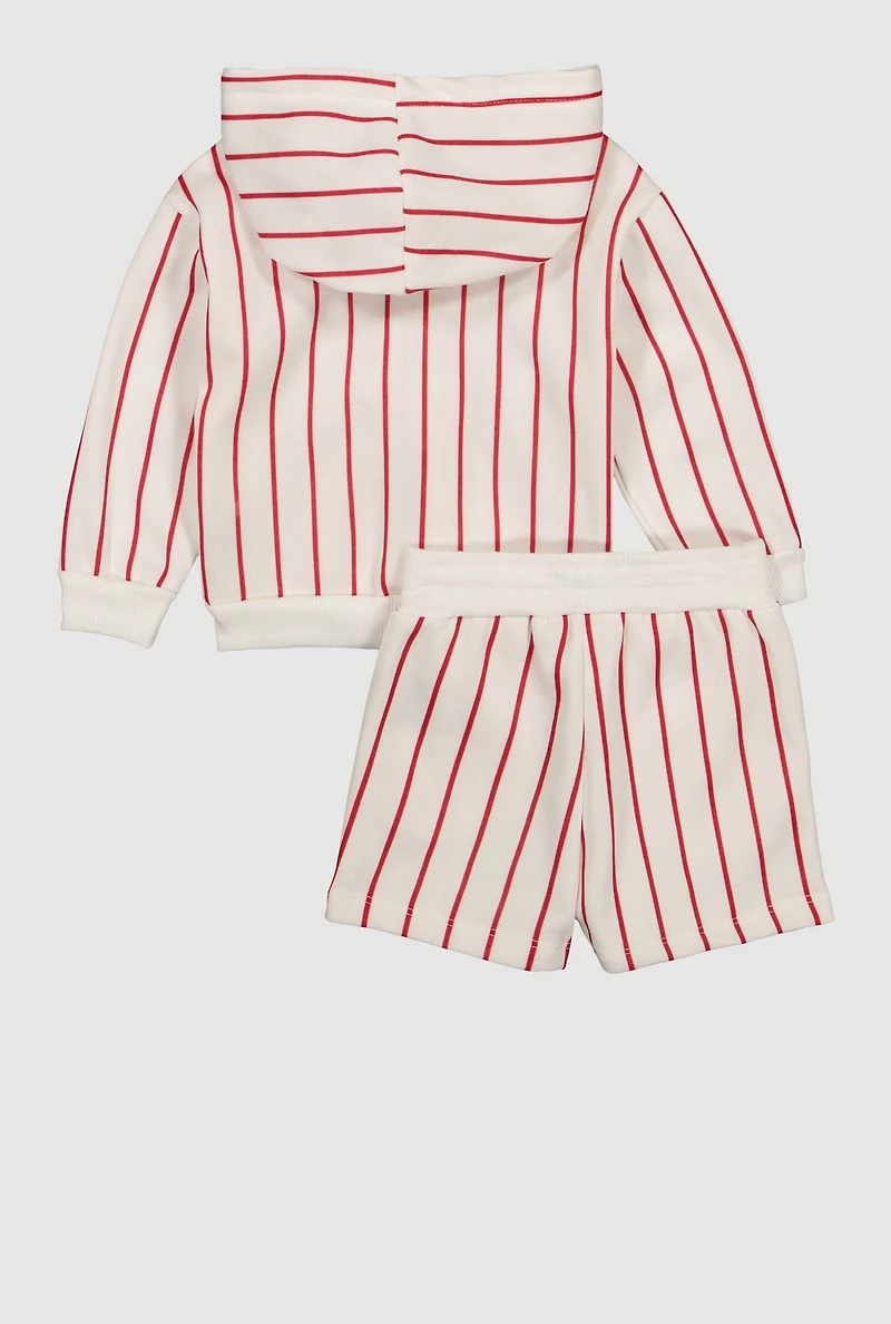 Toddler Girls Mamas Expensive Bestie Striped Hoodie and Shorts, Multi, Size 2T