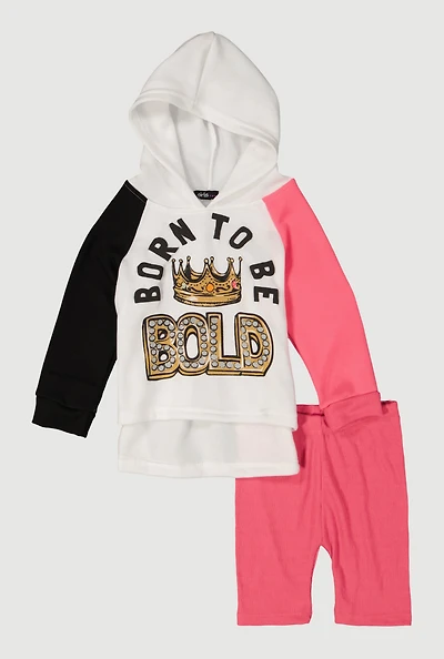 Toddler Girls Born To Be Bold Graphic Sweatshirt and Shorts, Multi,