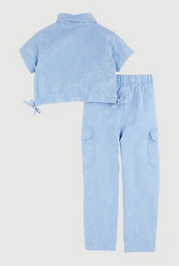 Toddler Girls Button Front Shirt and Cargo Pants, 2T